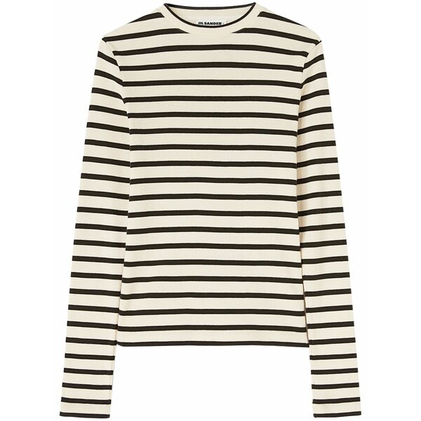 ジル・サンダー レディース ティーシャツ トップス Stripe-print cotton t-shirt Neutrals
