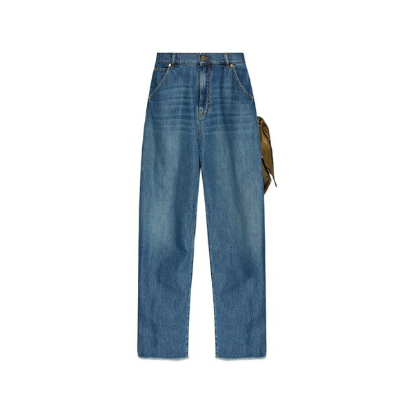 うす暗い運動場 レディース ジーンズズボン下 ボトムス Scarf-detail belt-loop jeans Blue
