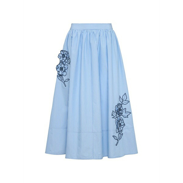 サンクアセプト レディース スコート ボトムス Matilda floral-embroidered striped skirt Blue
