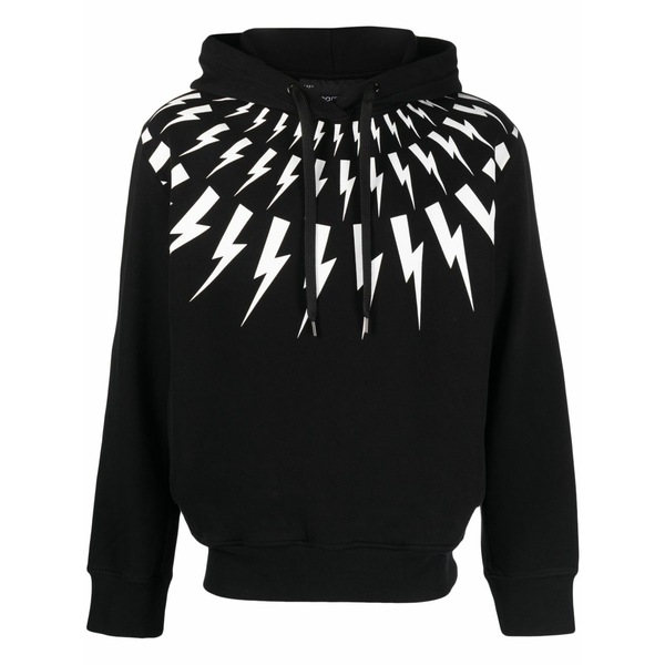 ニールバレット メンズ パーカー・スウェットシャツ アウター Thunderbolt cotton hoodie Black