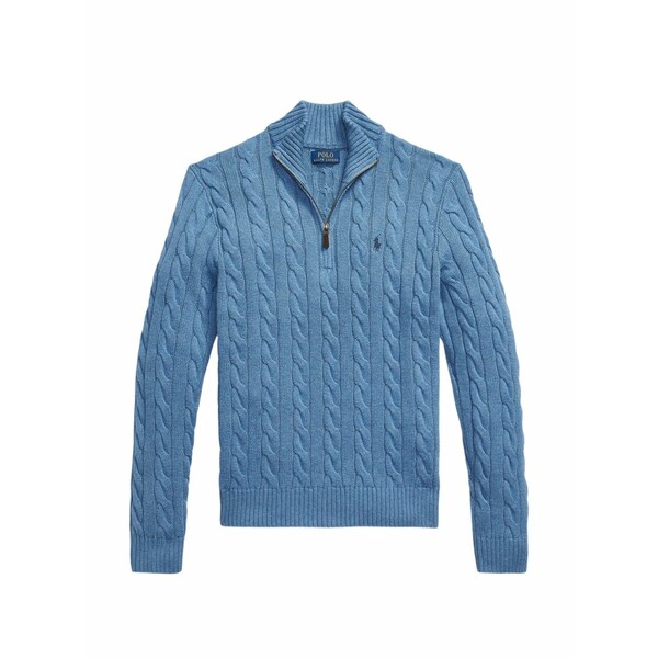 ラルフローレン メンズ 編み物\u0026ティーシャツ アウター Cable-knit quarter-zip sweater Blue