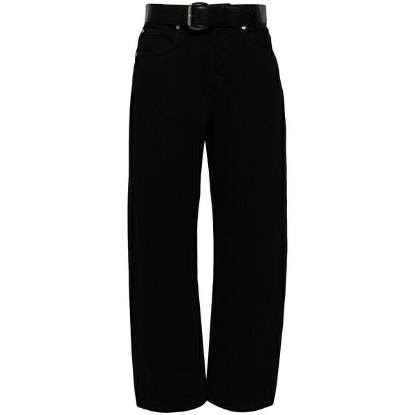 アレキサンダーワン レディース ジーンズズボン下 ボトムス Belted-waist wide-leg trousers Black