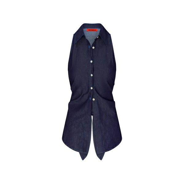 サイモン鏡鑑 レディース プルオーバー トップス Loch sleeveless buttoned top Blue