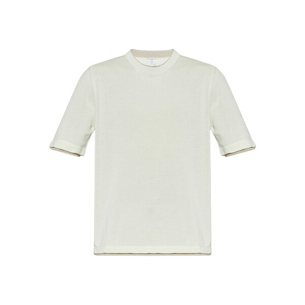 イレブンティ メンズ プルオーバー トップス Ribbed-trim t-shirt Neutrals
