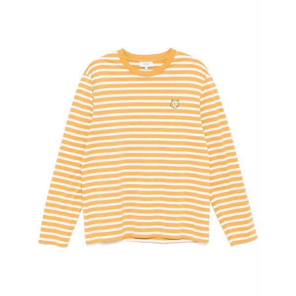 メゾン キツネ メンズ Tシャツ トップス Bold fox head patch regular marin t-shirt Yellow｜asty
