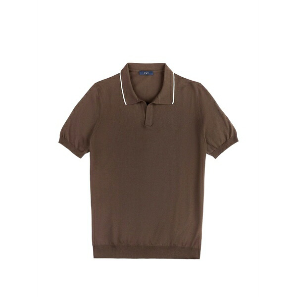 フェイ メンズ Tシャツ トップス V-neck piping t-shirt Brown｜asty