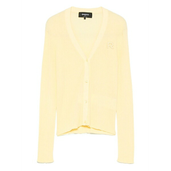 ロシャス レディース ジレー アウター Embroidered-logo v-neck cardigan Yellow