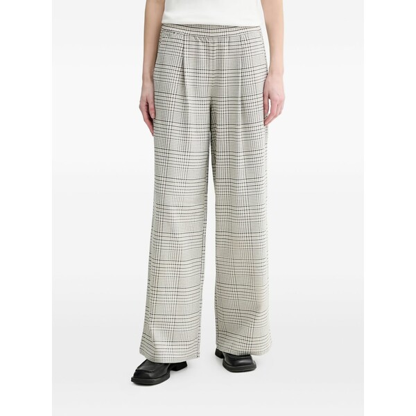 マルコポーロ レディース 心地好いズボン下 ボトムス Checked pleated trousers Neutrals