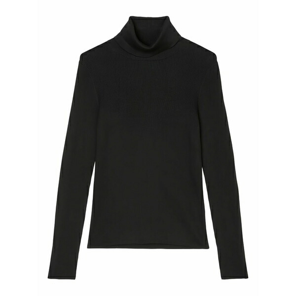 マルコポーロ レディース プルオーバー トップス Ribbed turtleneck top Black