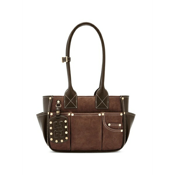ガニー レディース ショルダーバッグ 御徒面子 Small posy stud embellished shoulder bag Brown