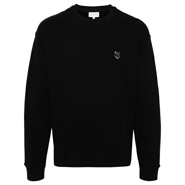 住み家 稲荷 メンズ パーカー・スウェットシャツ アウター Bold fox head cotton sweatshirt Black