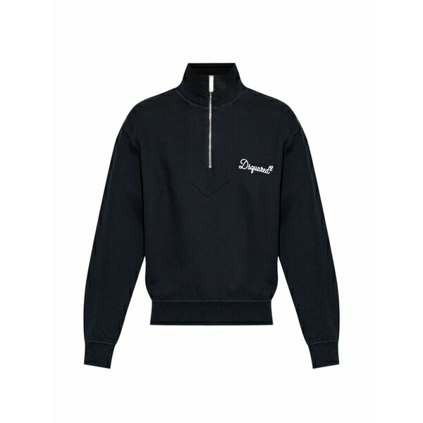 ディースクエアード レディース 編み物\u0026スウェーター アウター Half-zipper sweatshirt  Black