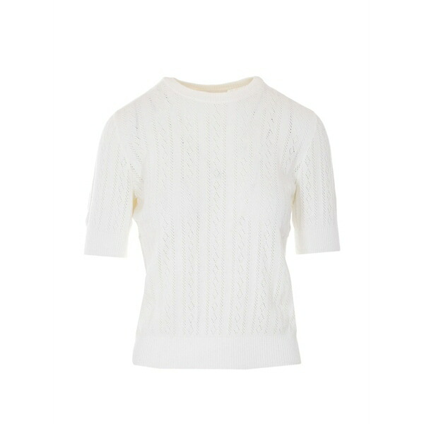 リサ・ヤン レディース 編み物\u0026プルオーバー アウター Crew-neck short-sleeves sweater White