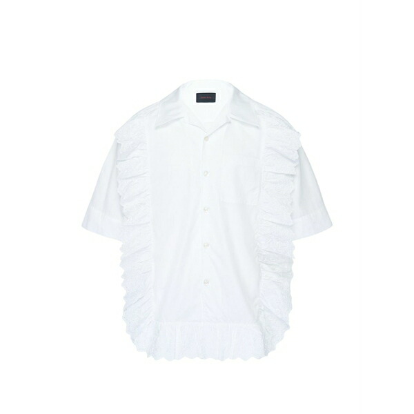 シモーネ・ロシャ メンズ プルオーバー トップス Ruffled shirt White