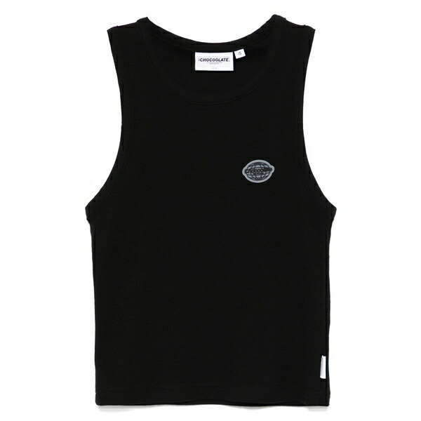 黒茶 レディース カットソー トップス Ribbed tank top Black