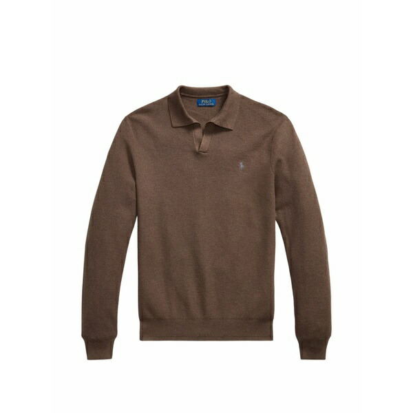 ラルフローレン メンズ 編み物\u0026プルオーバー アウター Logo-embroidered polo-collar sweater Brown