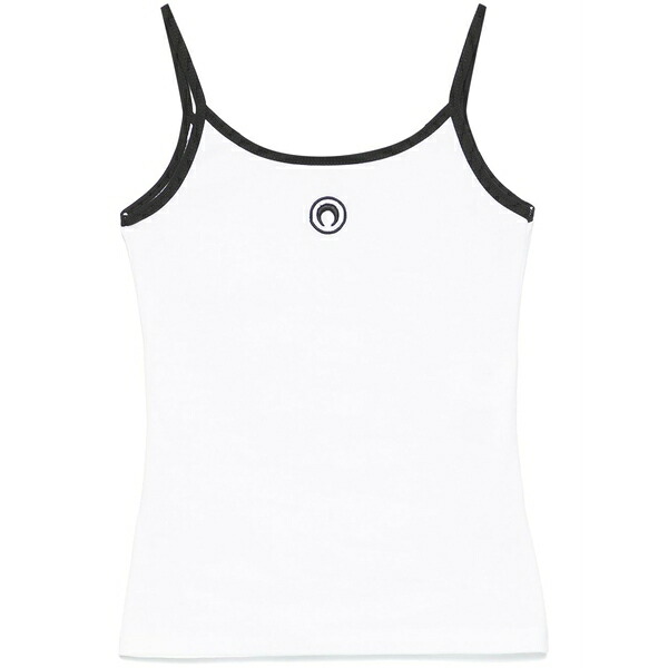 米国海兵隊員 独居室 レディース カットソー トップス Moon-logo ribbed top White