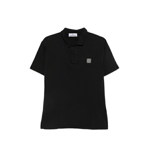 ストーンアイランド メンズ スポーツシャツ トップス Logo-patch polo shirt Black