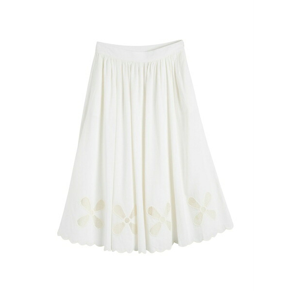 チンティアンドパーカー レディース スコート ボトムス Broderie MIDI skirt White