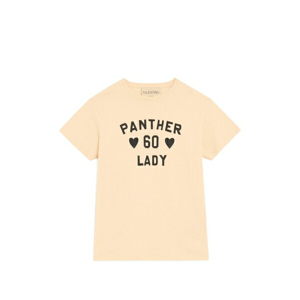 ヴァレンティノ ガラヴァーニ レディース ティーシャツ トップス Cotton jersey t-shirt with panther lady print Yellow