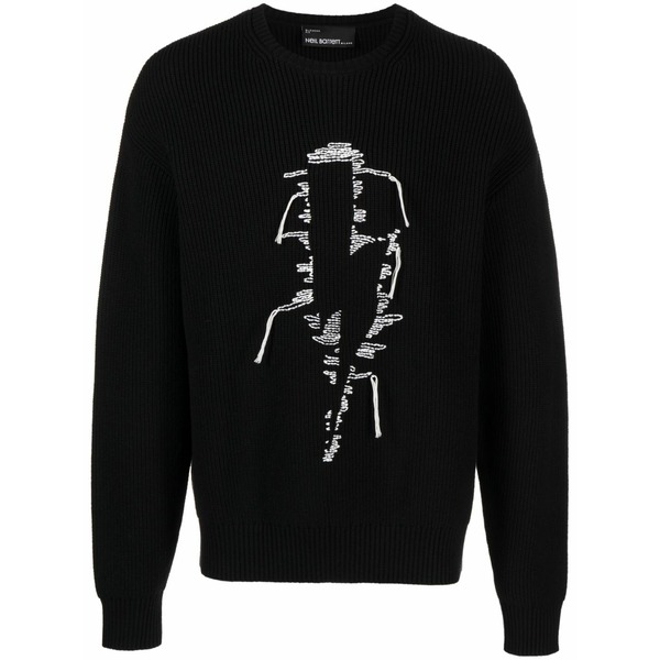 ニールバレット メンズ 編み物\u0026スウェーター アウター Bolt-motif cotton-blend jumper Black