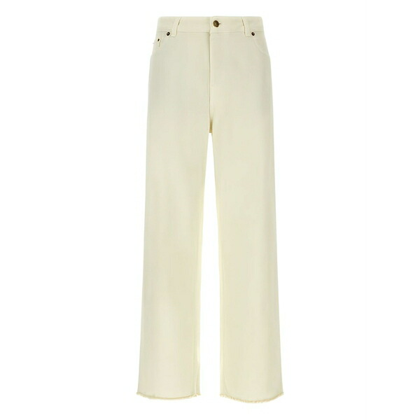 ロベルトカヴァリ レディース ジーンズズボン下 ボトムス Frayed-hem cotton jeans Neutrals