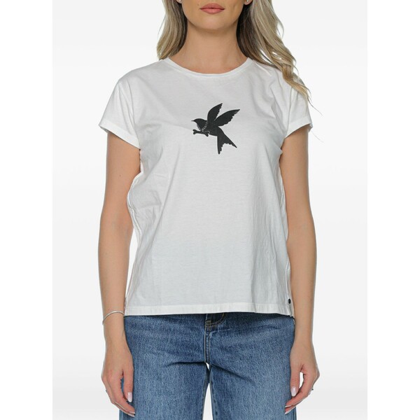 一 ティースプーン レディース ティーシャツ トップス Classic bird t-shirt White