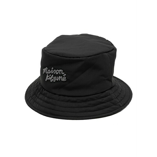 住み家 稲荷 レディース 鳥打ち帽 付属物 Logo-embroidered bucket hat Black