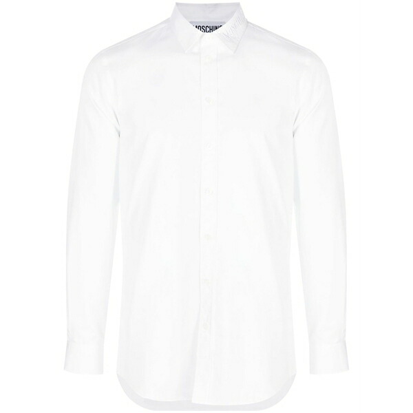 モスキーノ メンズ プルオーバー トップス Logo-embroidered long-sleeve cotton shirt White