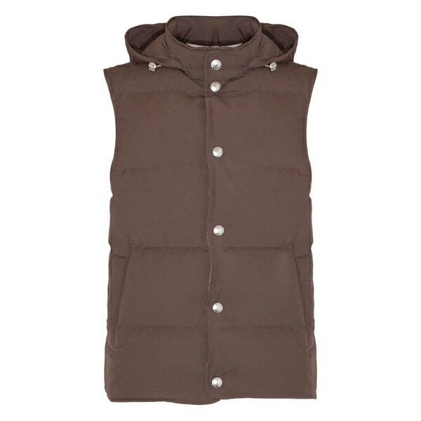 イレブンティ メンズ 厚地の外套 アウター Hooded button gilet Brown