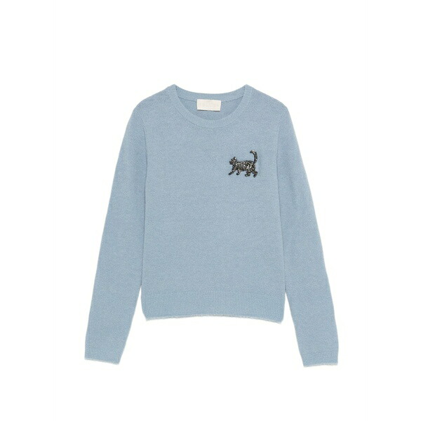 目玉 ブルーズ レディース 編み物\u0026プルオーバー アウター Luciana embellished crew-neck sweater Blue