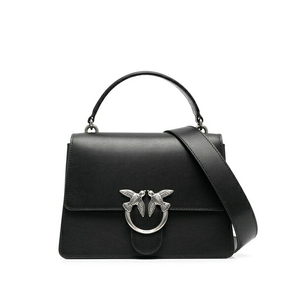 ピンコ レディース トートバッグ 御徒面子 Love birds leather tote bag Black
