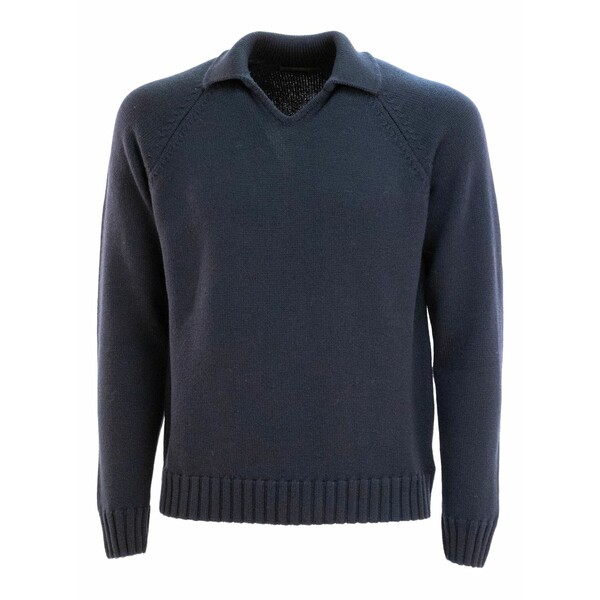 ザノーネ メンズ 編み物\u0026スウェーター アウター V-neck sweater Blue