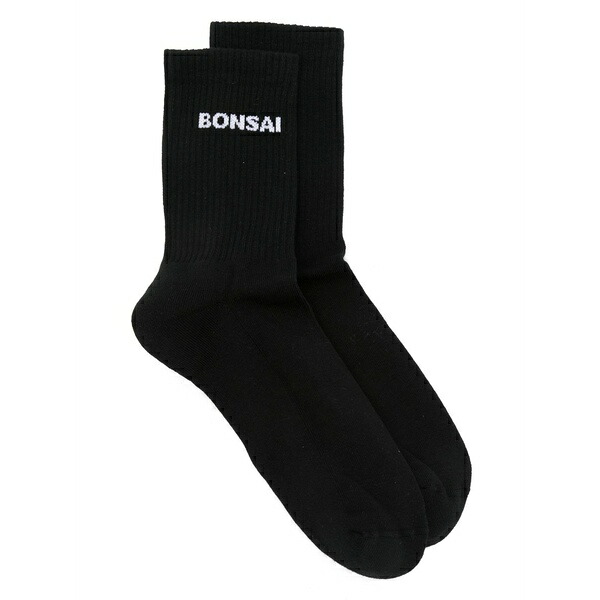 ボン犀 メンズ ソックス アンダーお召しもの Logo-jacquard socks Black