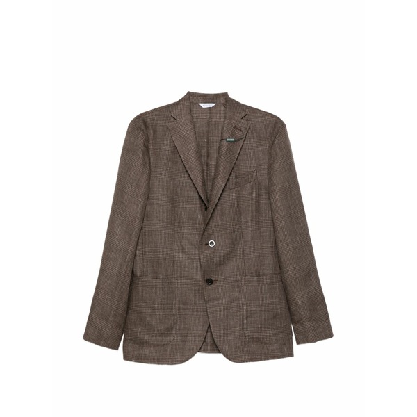 ボリオリ メンズ 上衣＆上衣 アウター Checked single-breasted jacket Brown