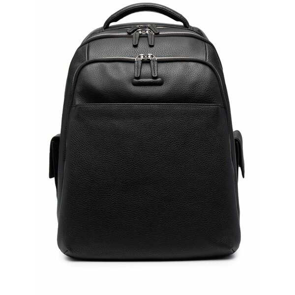 ピークアドロ  メンズ うしろ側風呂敷き包み・背嚢 御徒面子 Leather zipped backpack Black