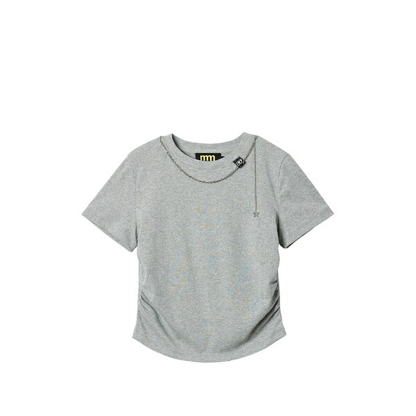 ミニ皮膚軟化剤 レディース ティーシャツ トップス Chain-embellished t-shirt Grey