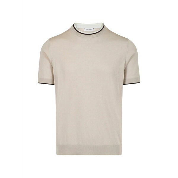 パウロペコラ メンズ 編み物\u0026ティーシャツ アウター Contrast-trim short-sleeve sweater Neutrals
