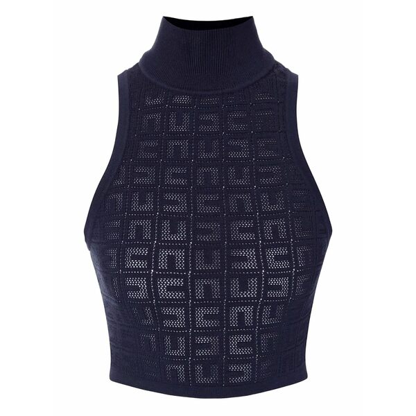 エリザベスフランキ レディース カットソー トップス Logo mesh top Black
