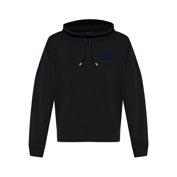ディースクエアード メンズ パーカー・スウェットシャツ アウター Logo-print hoodie Black