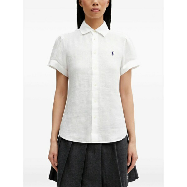 ラルフローレン レディース プルオーバー トップス Buttoned short-sleeve shirt White
