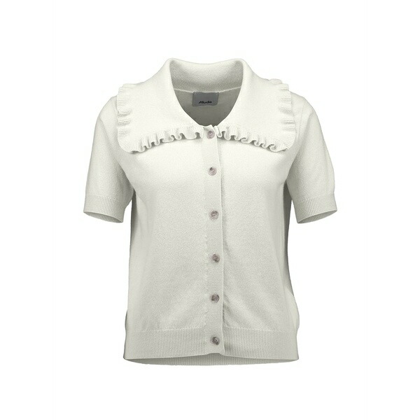 アリュード レディース プルオーバー トップス Ruffled-collar short-sleeve cardigan White