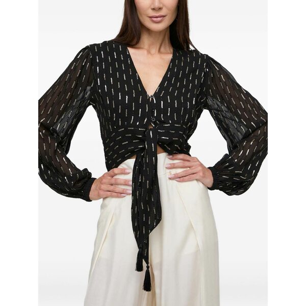 ツイン仕掛ける レディース プルオーバー トップス Tie-detail blouse Black