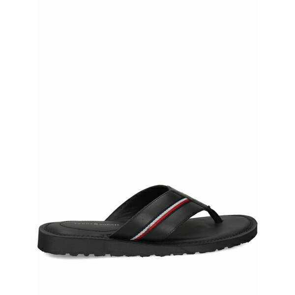 トミー ヒルフィガー メンズ サンダル シューズ Leather flip flops Black