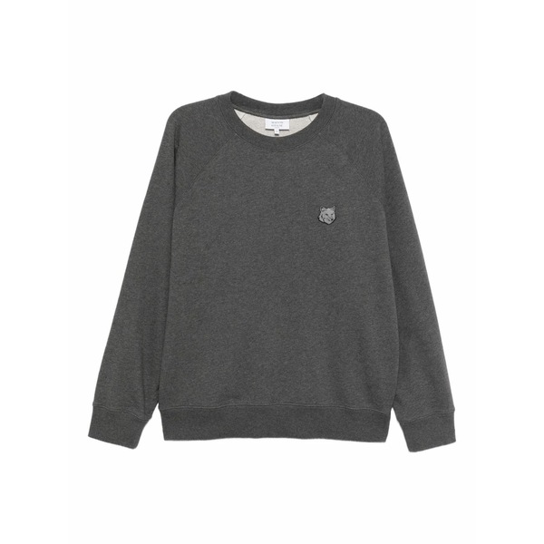 住み家 稲荷 メンズ パーカー・スウェットシャツ アウター Bold fox head patch sweatshirt Grey