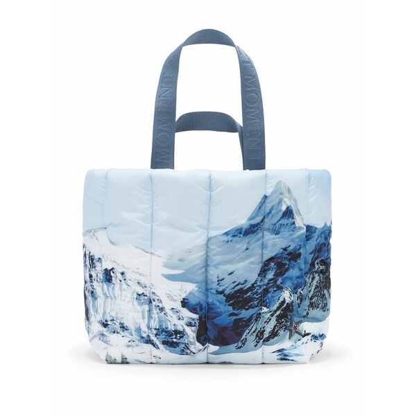 完備したちょっとの間 メンズ トートバッグ 御徒面子 Mountain-print tote bag Blue