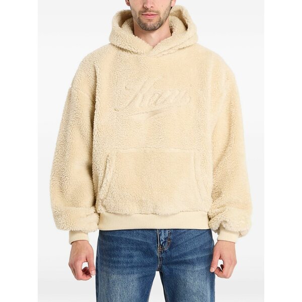 長い巻き毛 カナイ メンズ パーカー・スウェットシャツ アウター Embroidered fleece-texture hoodie Neutrals