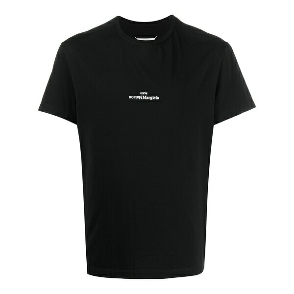 マルタンマルジェラ メンズ プルオーバー トップス Distorted-logo cotton t-shirt Black