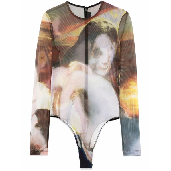マグラー レディース プルオーバー トップス Sunset sees sheer bodysuit Green