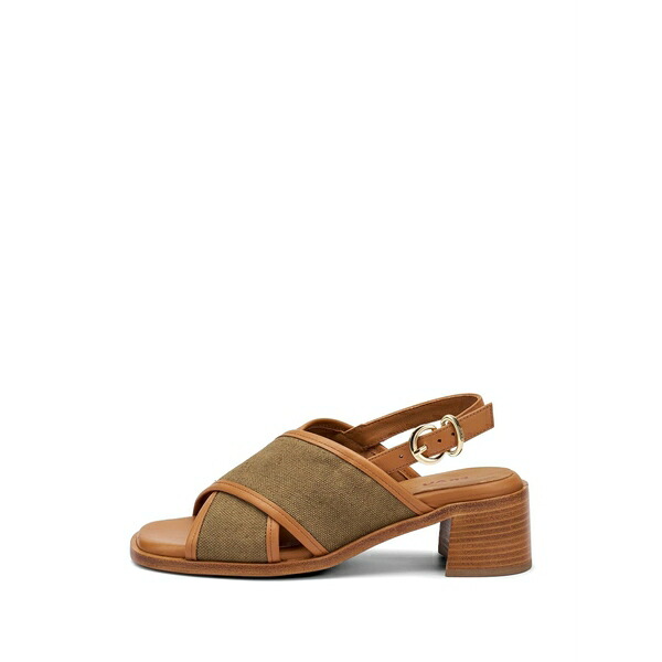 御上さん レディース サンダル シューズ Crossover-strap block-heel sandals Neutrals